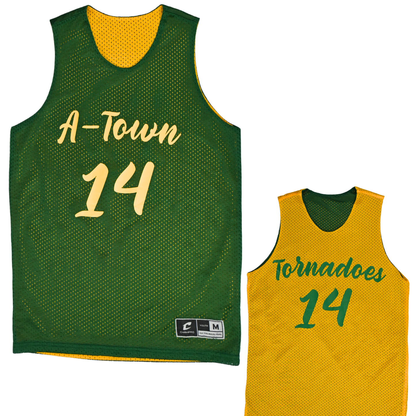 Vintage Double-Sided Basketball Jersey - Green and Yellow