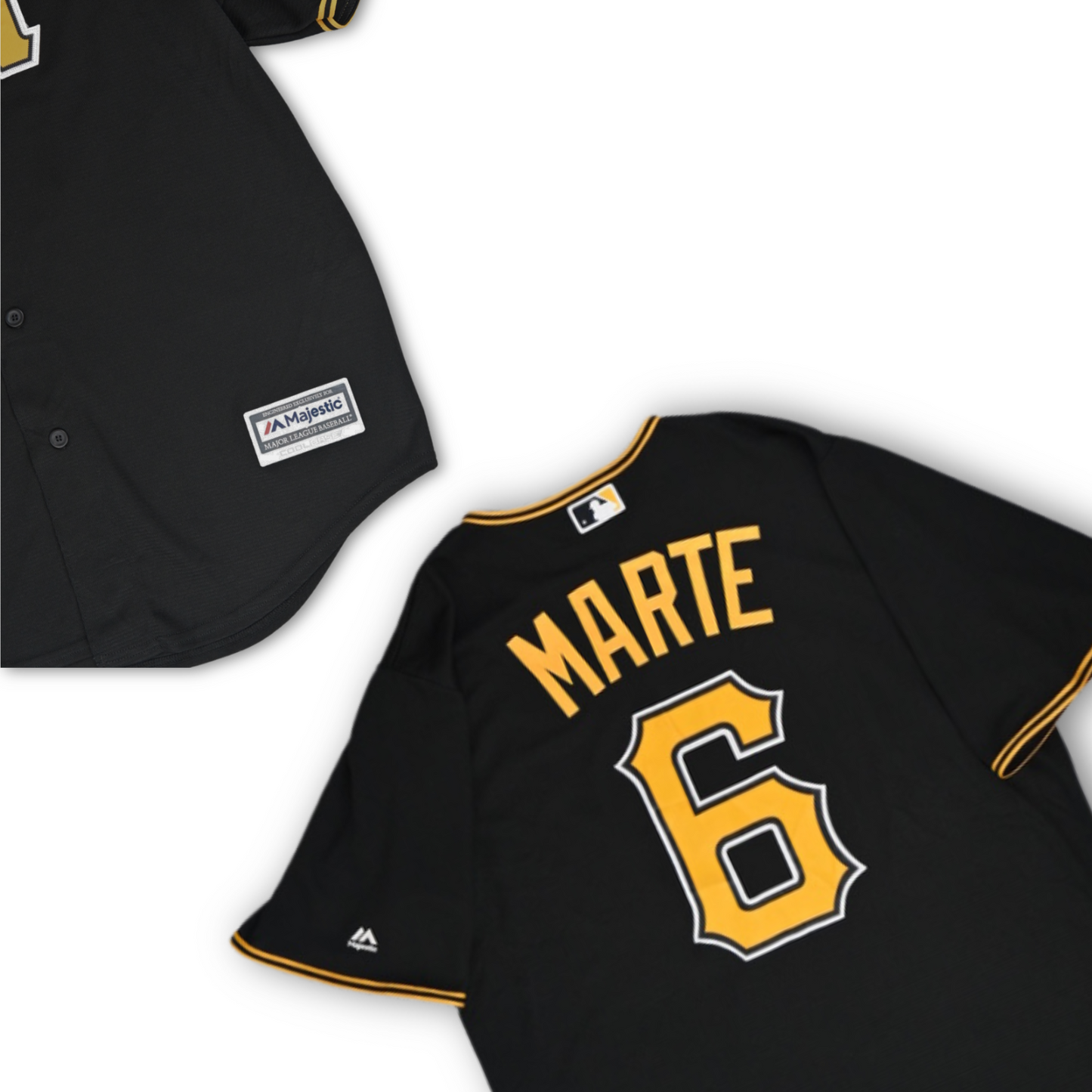Vintage Majestic Starling Marte Pittsburgh Pirates Black Alternate Jersey