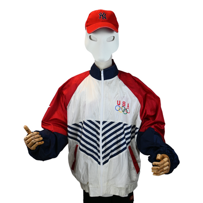 Vintage USA Olympics White Retro Windbreaker Jacket