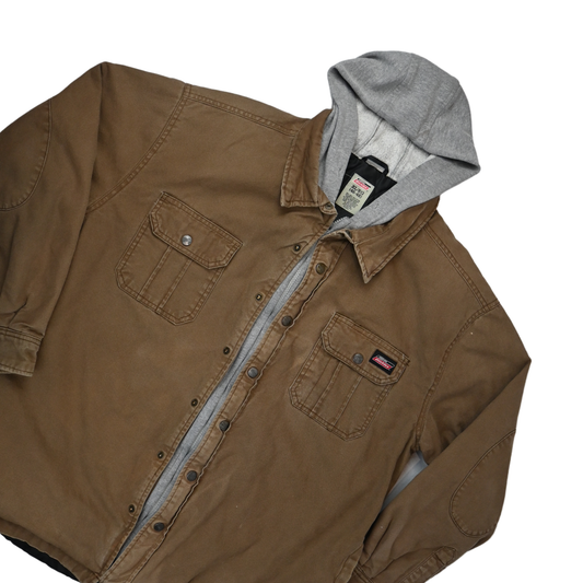 Dickies Work Coat - Brown Jacket with Gray Hoodie Lined