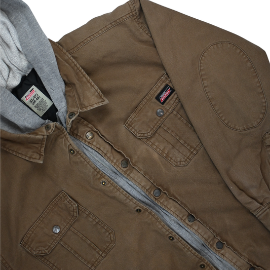 Dickies Work Coat - Brown Jacket with Gray Hoodie Lined