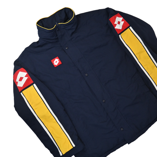 Vintage Lotto Jacket - Yellow and Navy Blue - Size XXL