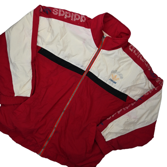 Vintage Adidas Windbreaker - Red and White - Size M-L