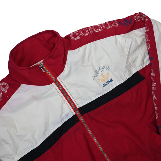 Vintage Adidas Windbreaker - Red and White - Size M-L